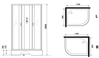 Душевая кабина Niagara NG-33194-14RBKG с гидромассажем 110x90см серебро/матовое